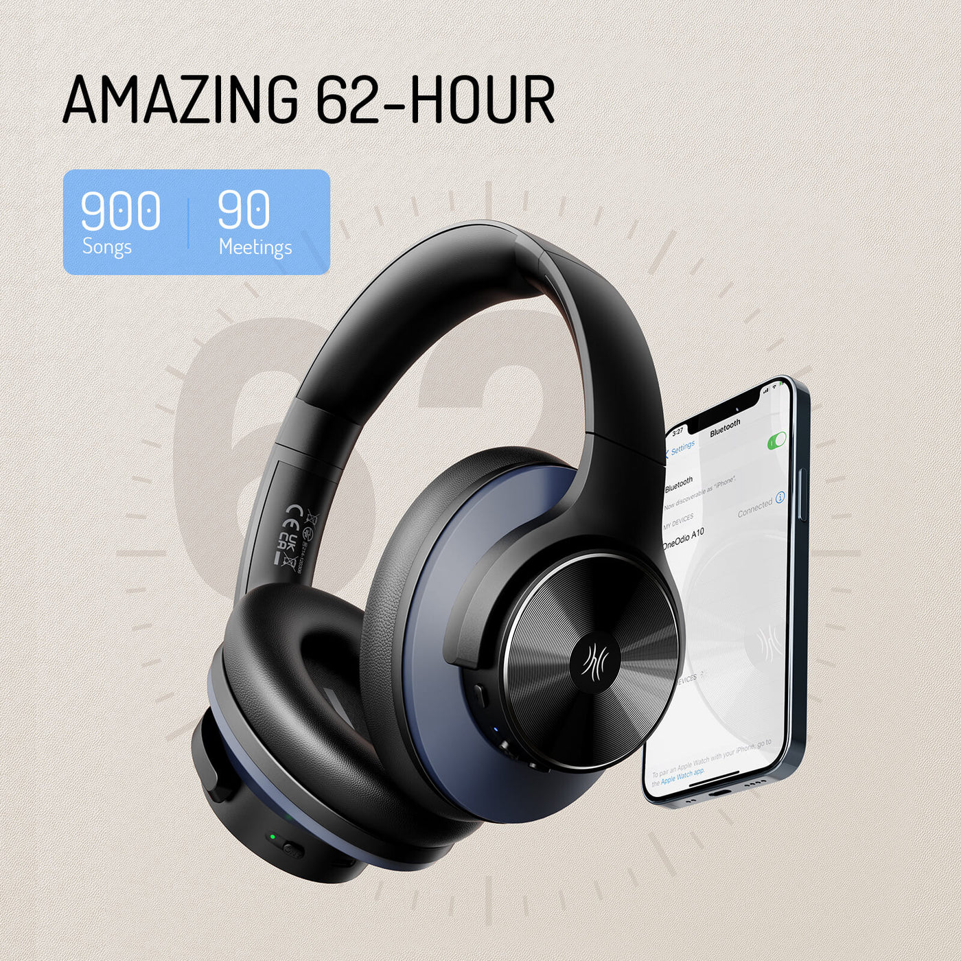 Oneodio A Series Wireless Active Noise Cancelling Headphones